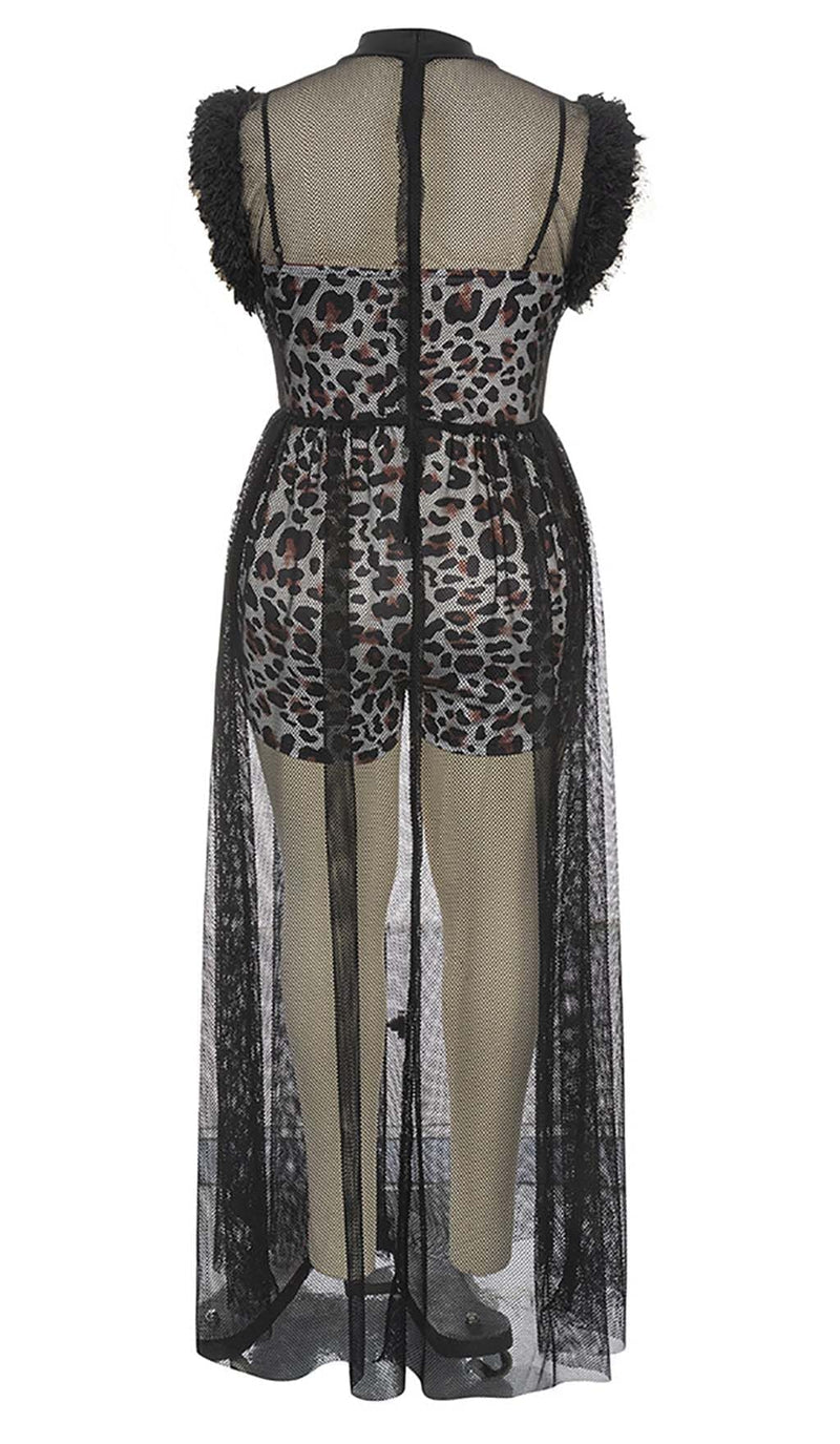 LEOPARD MESH MAXI DRESS IN BLACK DRESS STYLE OF CB 