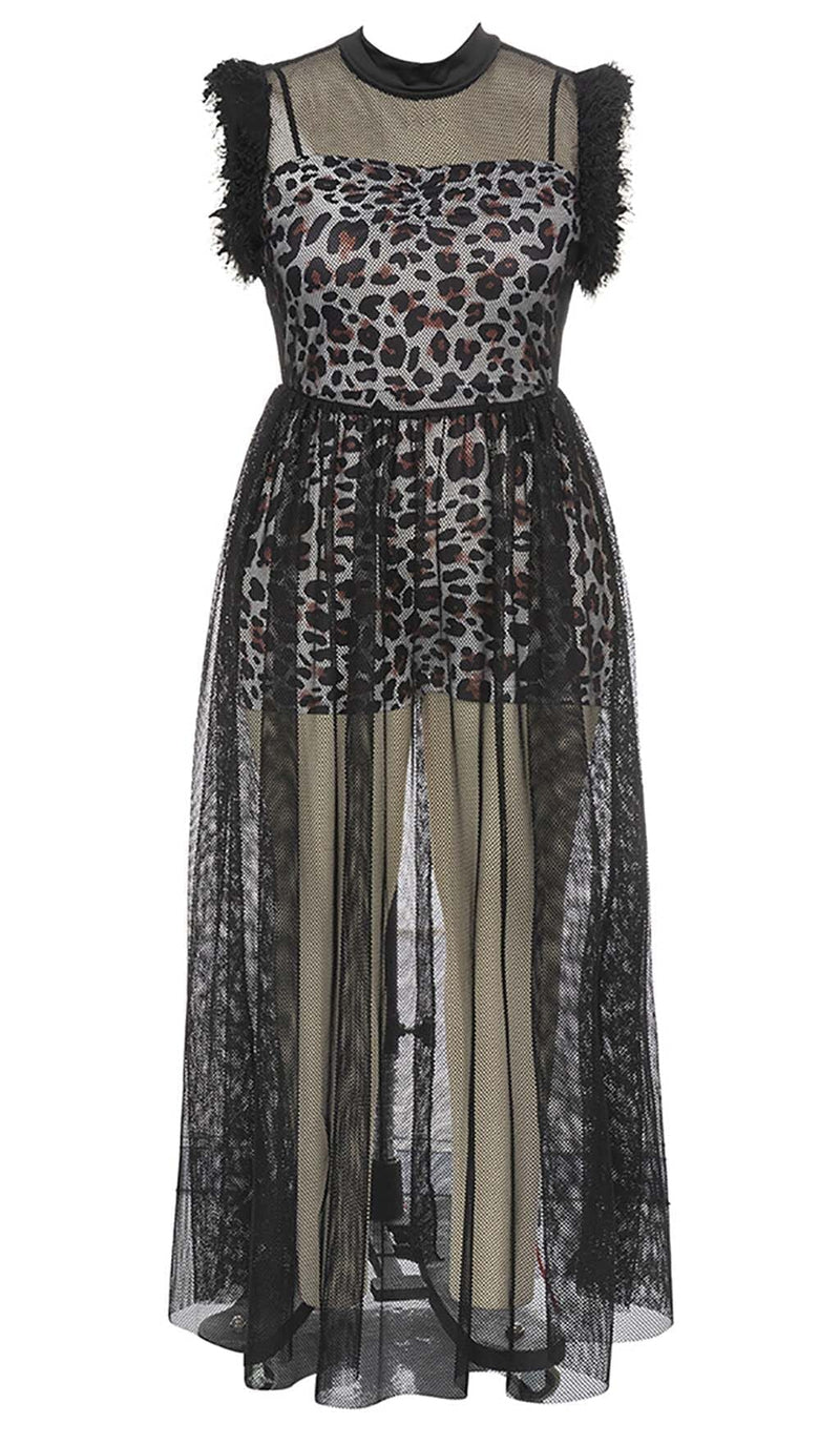 LEOPARD MESH MAXI DRESS IN WHITE DRESS STYLE OF CB 