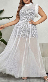 LEOPARD MESH MAXI DRESS IN WHITE DRESS STYLE OF CB 