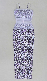 LEOPARD OUT MESH MIDI DRESS IN LAVENDER DRESS STYLE OF CB 