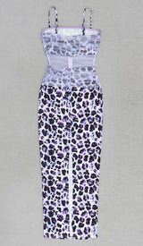 LEOPARD OUT MESH MIDI DRESS IN LAVENDER DRESS STYLE OF CB 