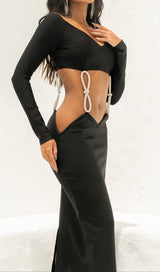 LONG SLEEVE EMBELLISHED MAXI DRESS IN BLACK DRESS sis label 