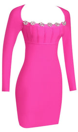 LONG SLEEVE SQUARE COLLAR MINI DRESS IN PINK DRESS sis label 