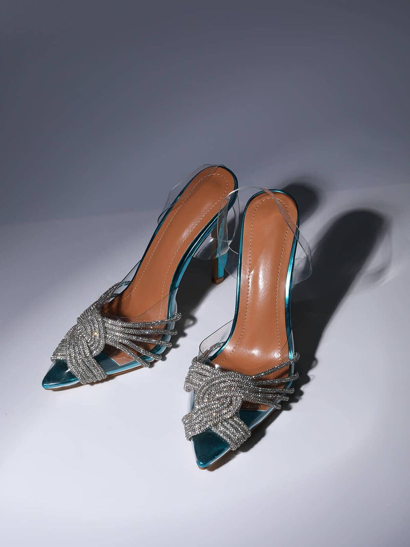 CRYSTAL EMBELLISHED SANDALS IN BLUE Shoes styleofcb 