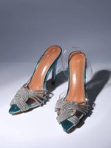 CRYSTAL EMBELLISHED SANDALS IN BLUE Shoes styleofcb 