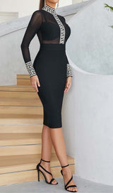 MESH LONG SLEEVE BANDAGE MIDI DRESS IN BLACK styleofcb 