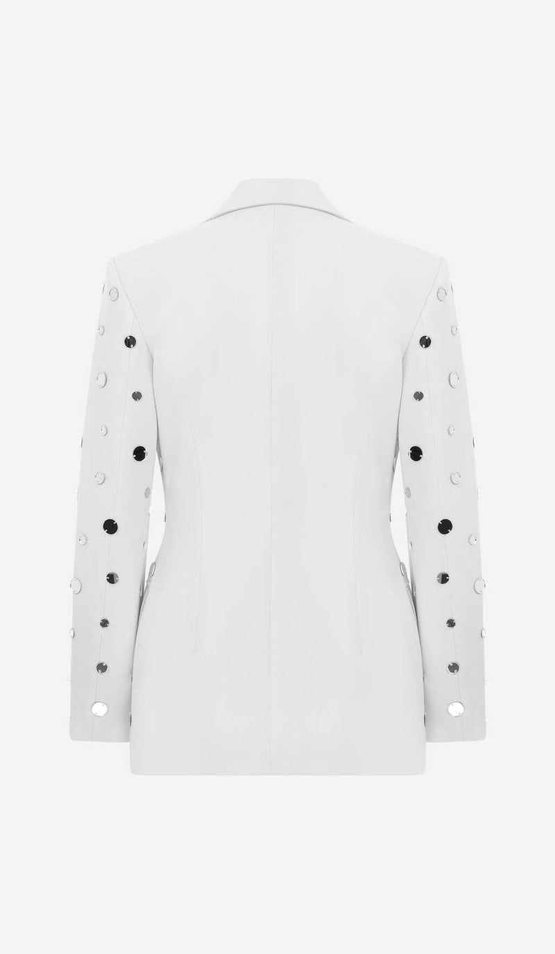 MIRROR SEQUIN DETAIL JACKET IN WHITE DRESS STYLE OF CB 