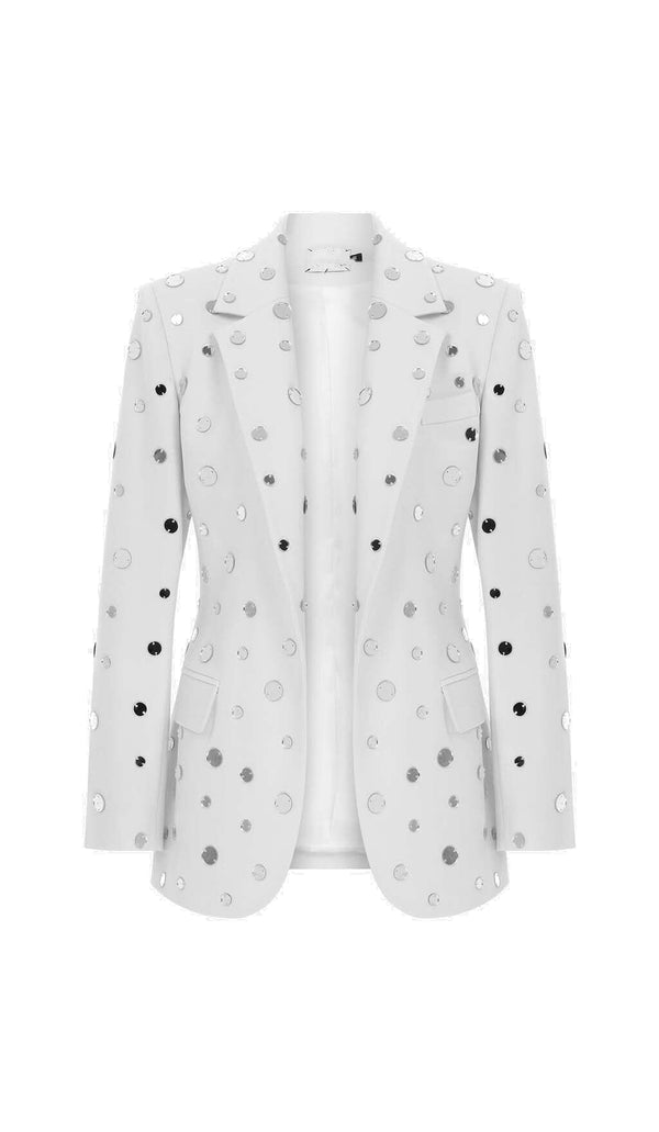 MIRROR SEQUIN DETAIL JACKET IN WHITE DRESS STYLE OF CB 