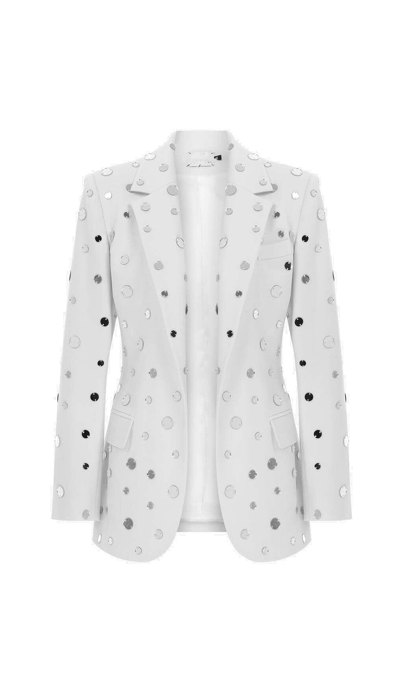 MIRROR SEQUIN DETAIL JACKET IN WHITE DRESS STYLE OF CB 