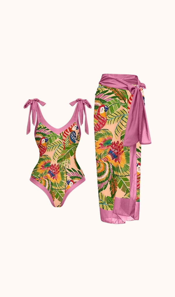 Maleficent Parrot Printed Swimwear Two Piece Set Swimwear styleofcb 