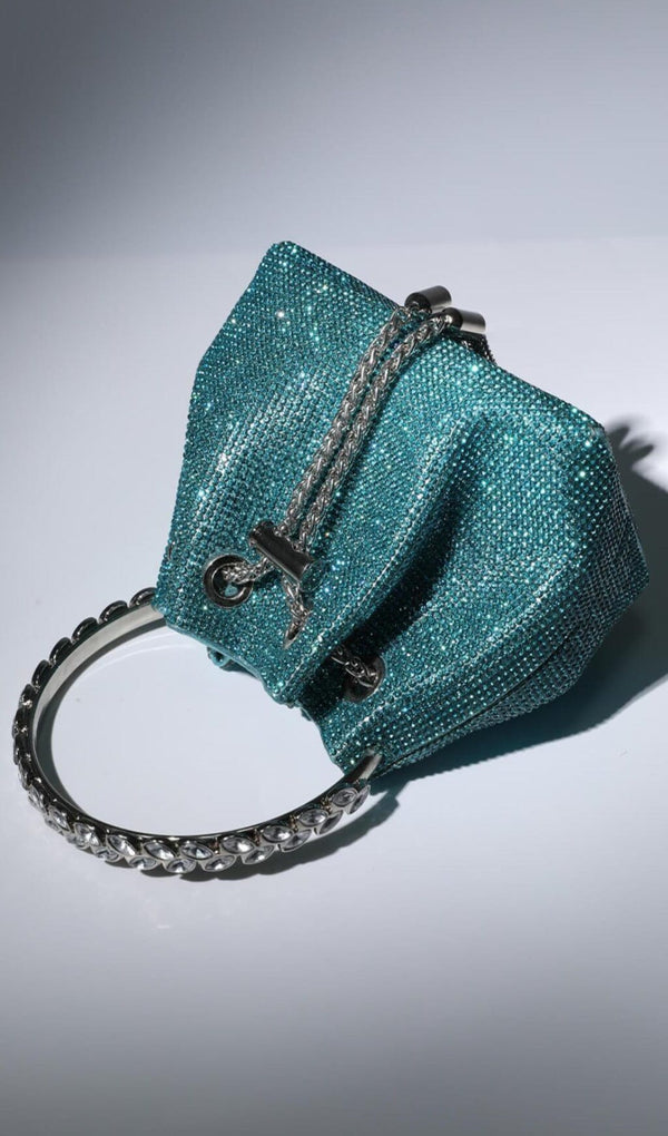 CRYSTAL EMBELLISHED BUCKET BAG IN BLUE Bags styleofcb 