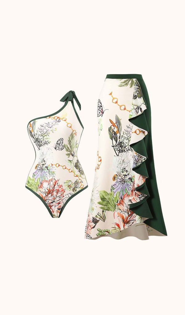 Nadine Printed Swimwear Two Piece Set In Green Swimwear styleofcb 