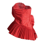 STRAPLESS FLOWER PLEATED TOP IN RED Tops styleofcb 