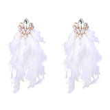 RHINESTONE FEATHER EARRINGS Earrings sis label WHITE 