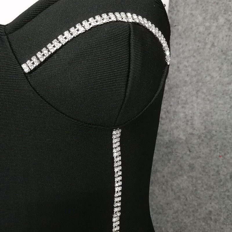 BANDAGE WITH DIAMONDS SEXY HALTER MINI DRESS IN BLACK styleofcb 