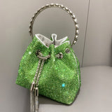 CRYSTAL EMBELLISHED BUCKET BAG IN GREEN Bags styleofcb 