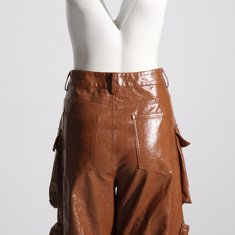 LEATHER PANTS IN BROWN