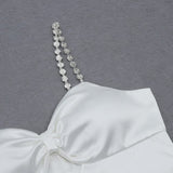 DIAMOND SUSPENDER BOW SLIM DRESS IN WHITE styleofcb 