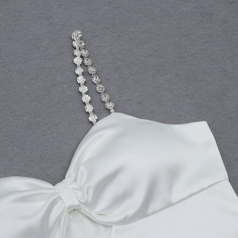 DIAMOND SUSPENDER BOW SLIM DRESS IN WHITE styleofcb 