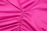 V NECK RUCHED MAXI DRESS IN HOT PINK Dresses styleofcb 