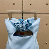 STRAPLESS CUTOUT MINI DRESS IN BLUE Dresses styleofcb 