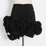 STRAPLESS FLOWER PLEATED SKIRT IN BLACK Skirts styleofcb 