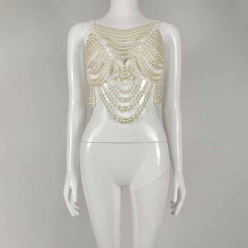 PEARL EMBELLISHED BUSTIER TOP Tops styleofcb 