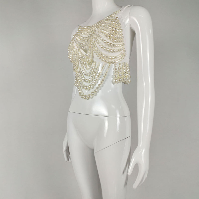 PEARL EMBELLISHED BUSTIER TOP Tops styleofcb 