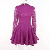 LONG SLEEVE HOLLOW LACE DRESS Dresses Oh CICI 