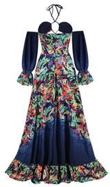 OFF SHOULDER FLOWY SLEEVES MAXI DRESS IN MULTI-COLOR DRESS STYLE OF CB 