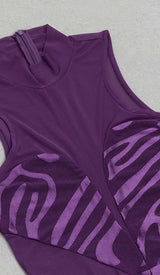 OFF SLEEVE BODYCON JUMPSUIT IN PURPLE DRESS STYLE OF CB 