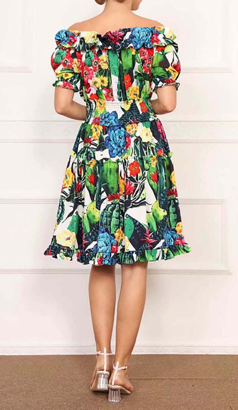 ONE SHOULDER CACTUS MINI DRESS IN GREEN DRESS STYLE OF CB 