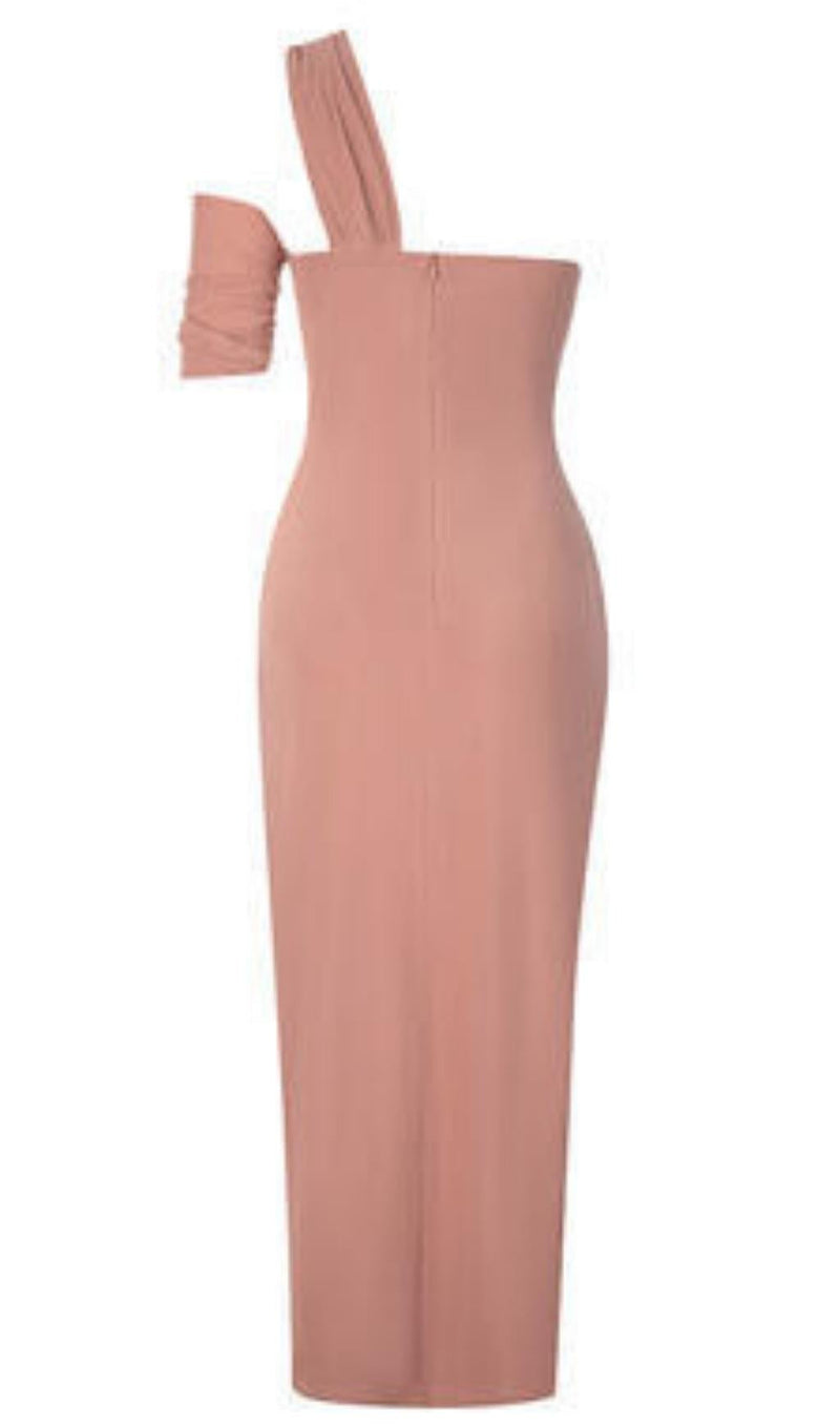 ONE SHOULDER CUT OUT MIDI DRESS IN PINK Dresses styleofcb 