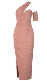 ONE SHOULDER CUT OUT MIDI DRESS IN PINK Dresses styleofcb 