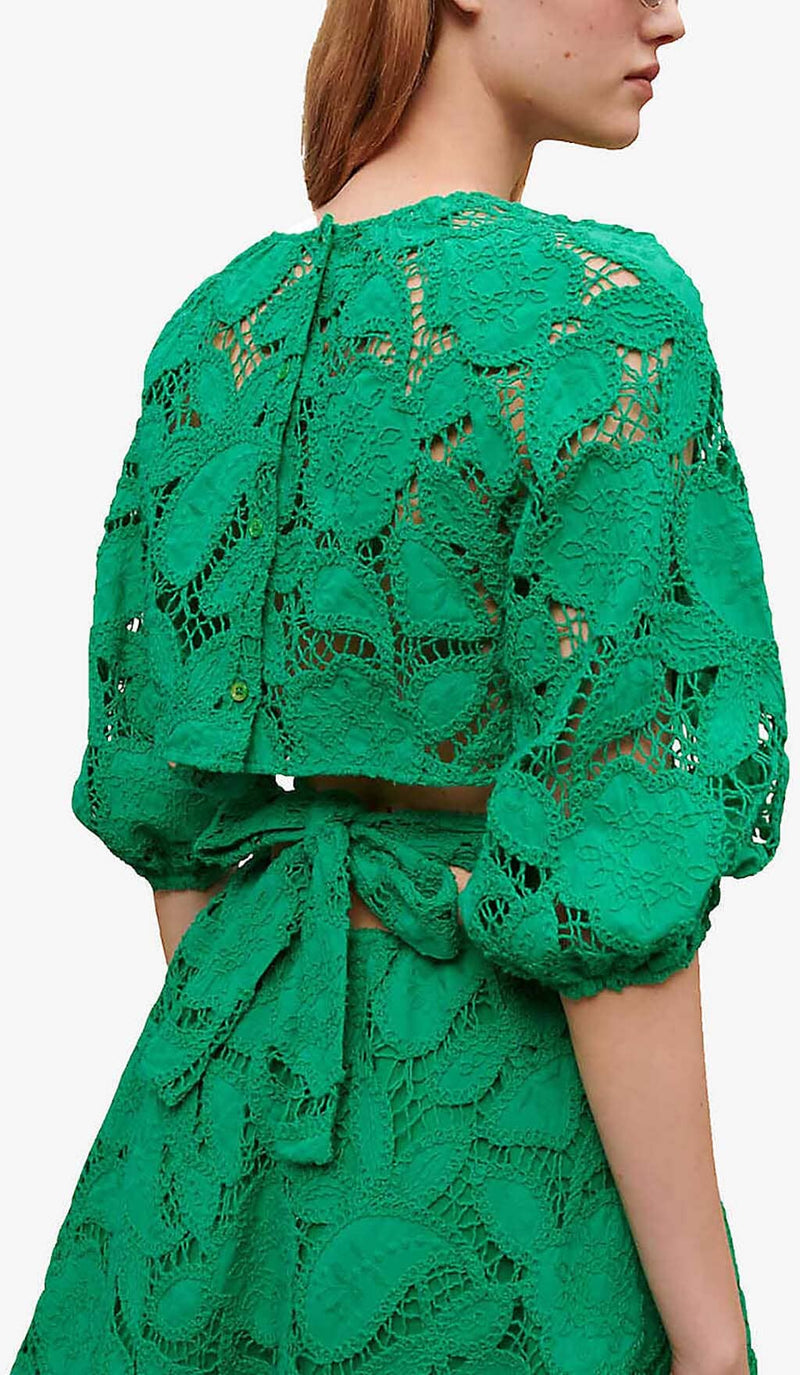 PAISLEY-EMBROIDERED MINI DRESS IN GREEN DRESS STYLE OF CB 
