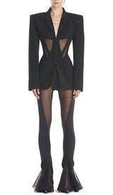 PANELED PERSPECTIVE JACKET SUIT IN BLACK DRESS STYLE OF CB 