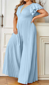 PLUNGE PLATED MAXI DRESS IN BLUE DRESS STYLE OF CB 