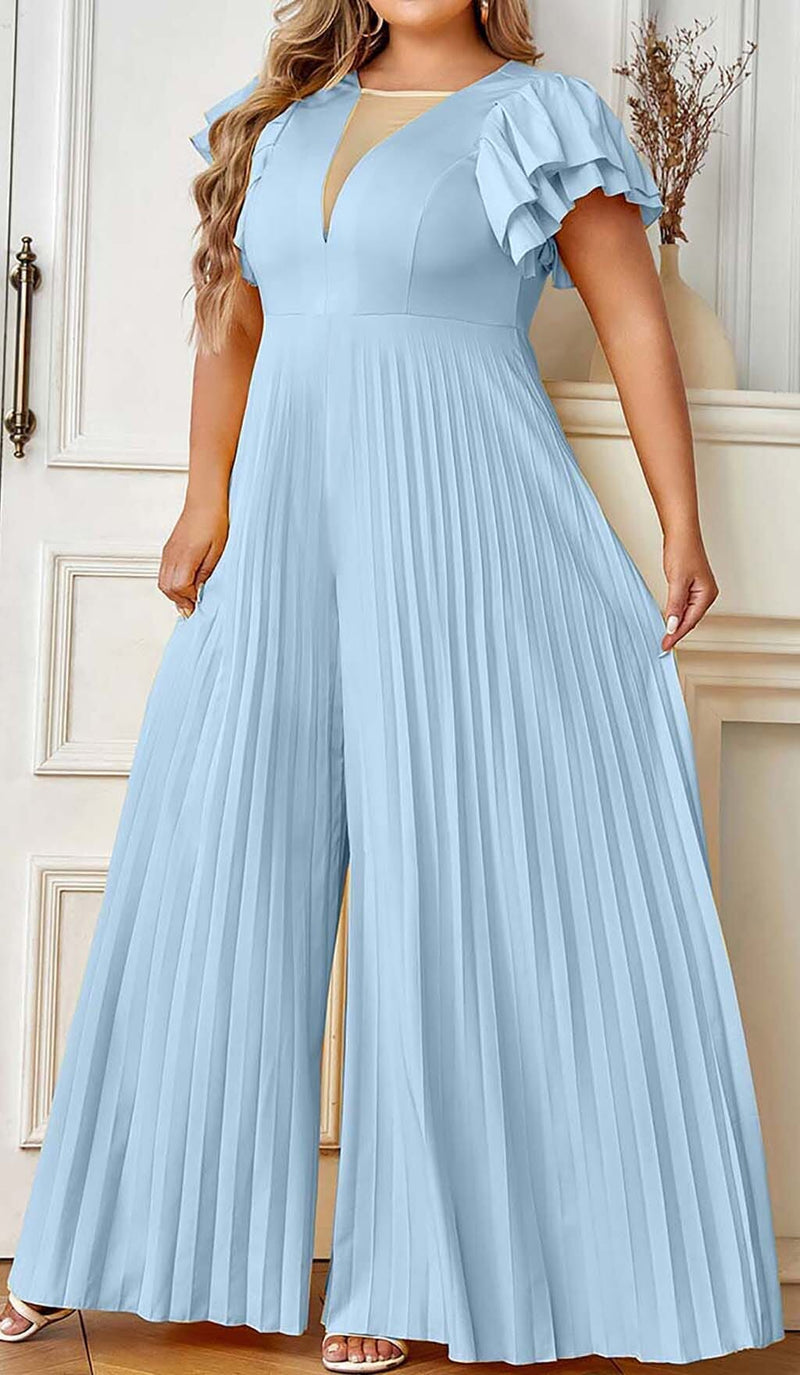 PLUNGE PLATED MAXI DRESS IN BLUE DRESS STYLE OF CB 