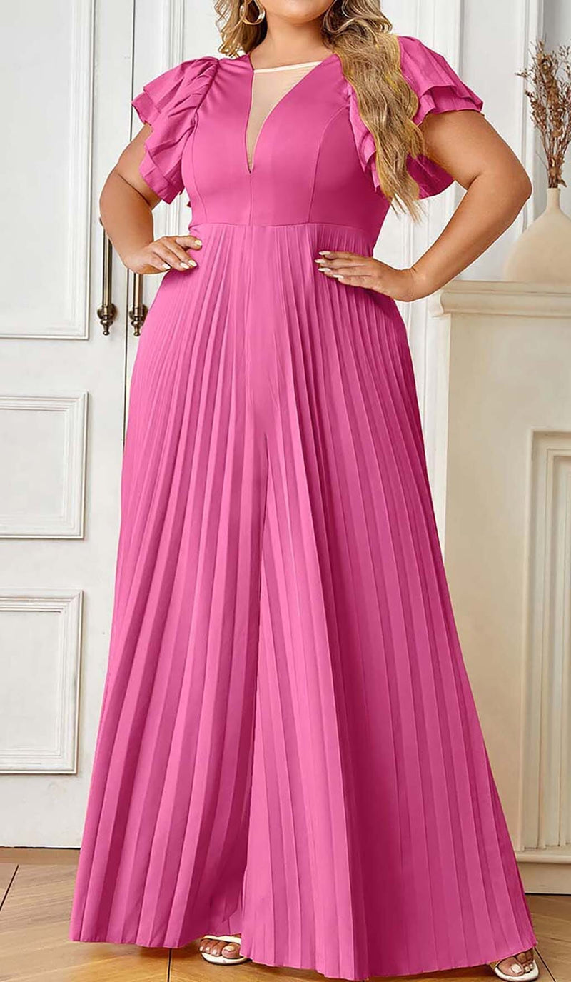 PLUNGE PLATED MAXI DRESS IN RED DRESS STYLE OF CB 