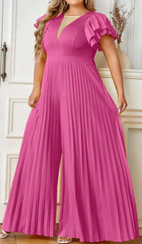 PLUNGE PLATED MAXI DRESS IN RED DRESS STYLE OF CB 