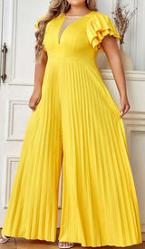 PLUNGE PLATED MAXI DRESS IN YELLOW DRESS STYLE OF CB 