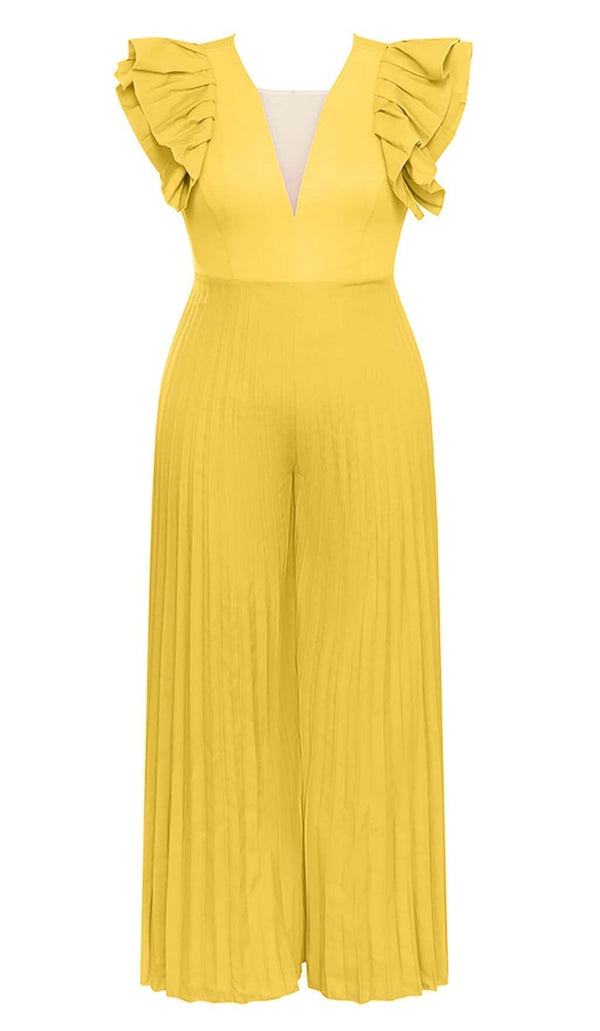 PLUNGE PLATED MAXI DRESS IN YELLOW DRESS STYLE OF CB 