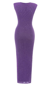 PLUNGE GLITTER BANDAGE MIDI DRESS IN AMETHYST DRESS STYLE OF CB 