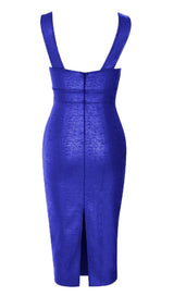 PLUNGE MESH BANDAGE MIDI DRESS IN BLUE DRESS STYLE OF CB 