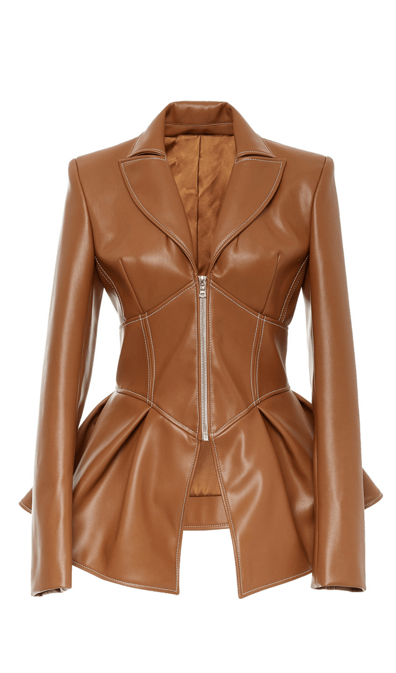 PU jacket leather coat styleofcb BROWN S 