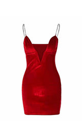 RED VELVET PLUNGE MINI DRESS Dresses styleofcb S RED 