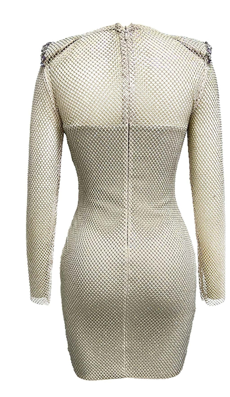 RHINESTONE MESH MINI DRESS IN SLIVER DRESS STYLE OF CB 