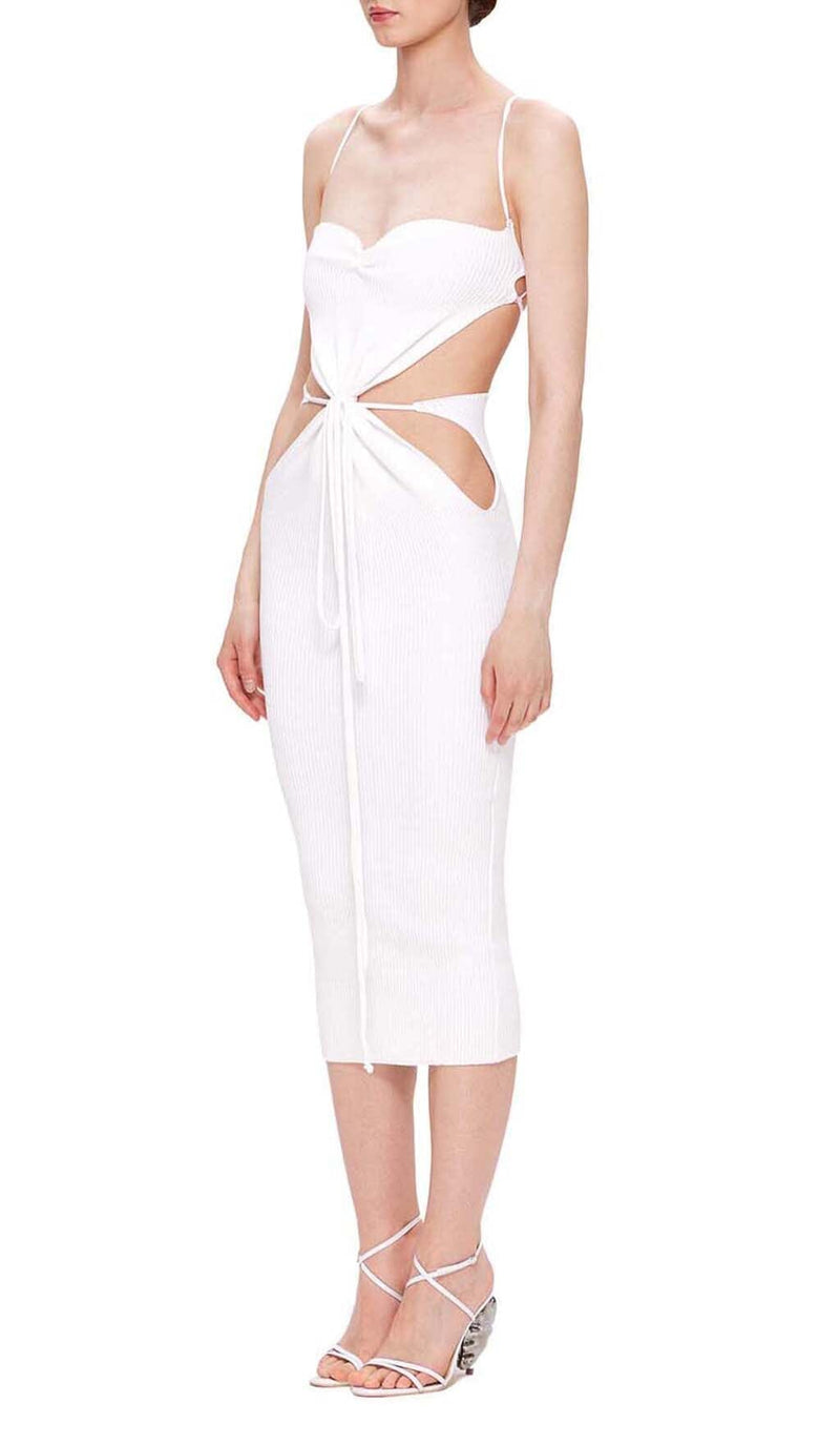 RIBBED CUT OUT MIDI DRESS IN WHITE DRESS styleofcb 