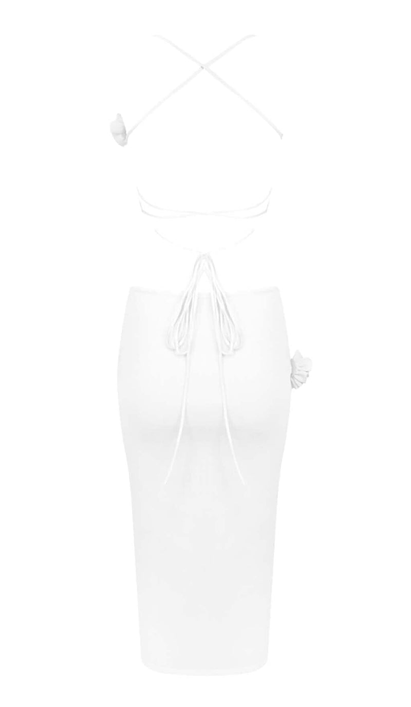 RIBBED CUT OUT MIDI DRESS IN WHITE DRESS styleofcb 