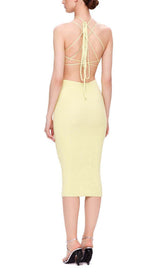 RIBBED CUT OUT MIDI DRESS IN YELLOW DRESS styleofcb 